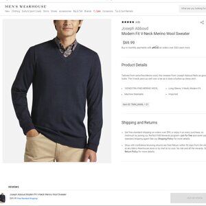 Joseph Abboud V Merino Wool Long sleeve Sweater